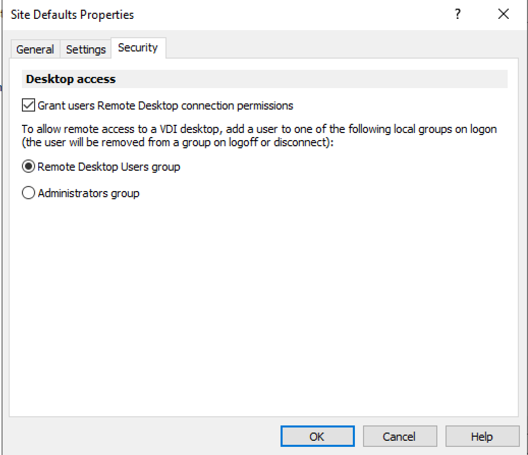 Desktop Access Settings